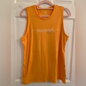 Positive Tees Women’s Orange 'Summer Mood' Sleeveless Tank. Size large $10